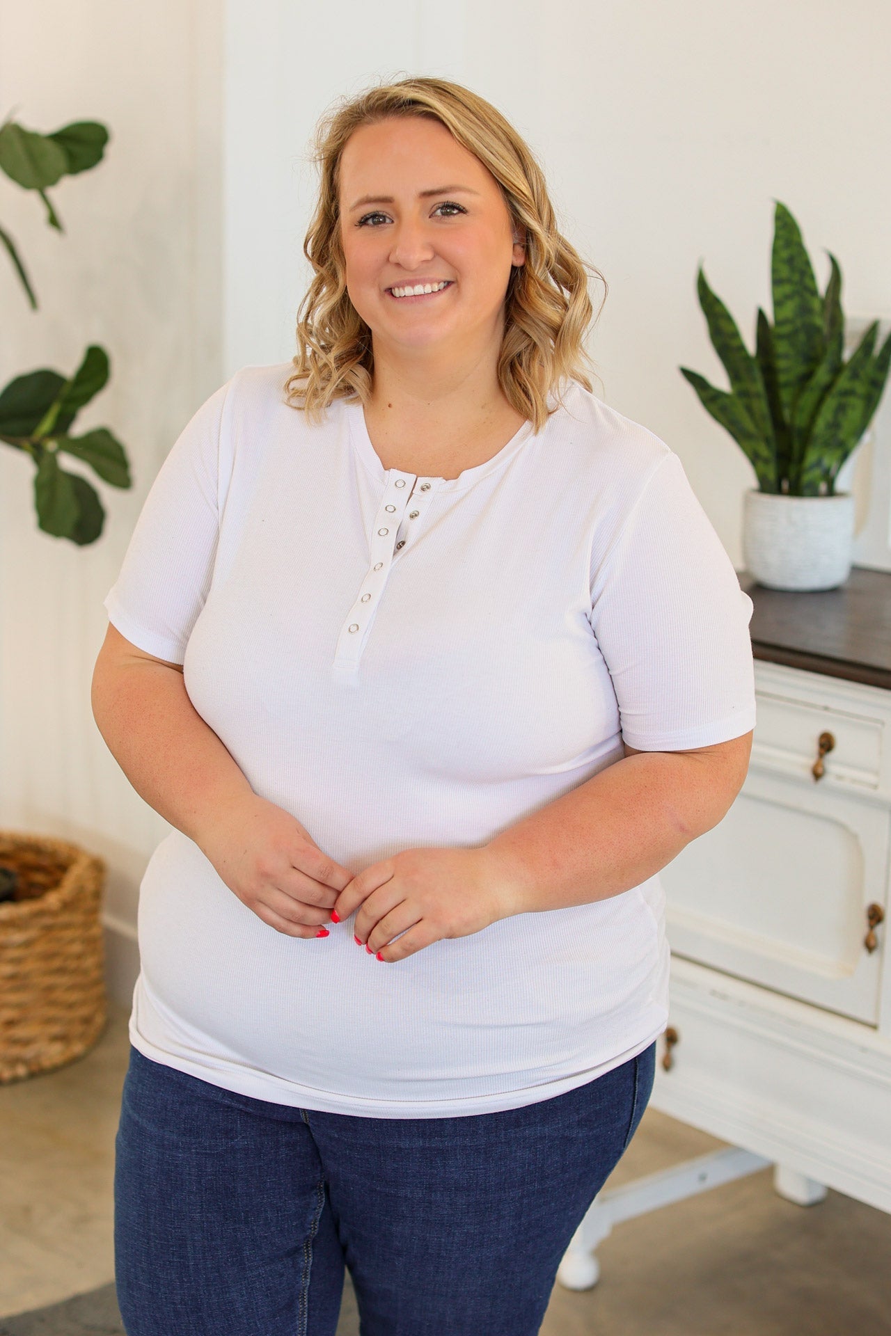 IN STOCK Brinley Button Top - White FINAL SALE