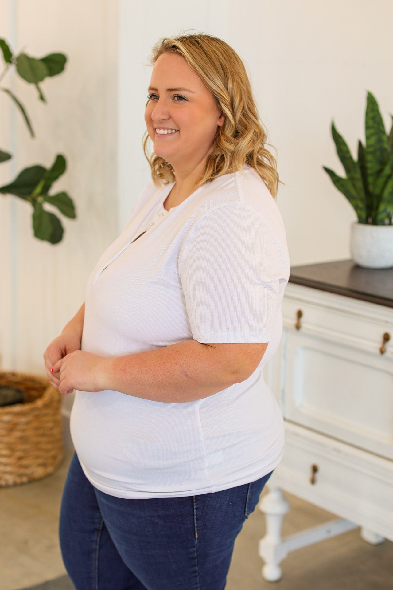 IN STOCK Brinley Button Top - White FINAL SALE