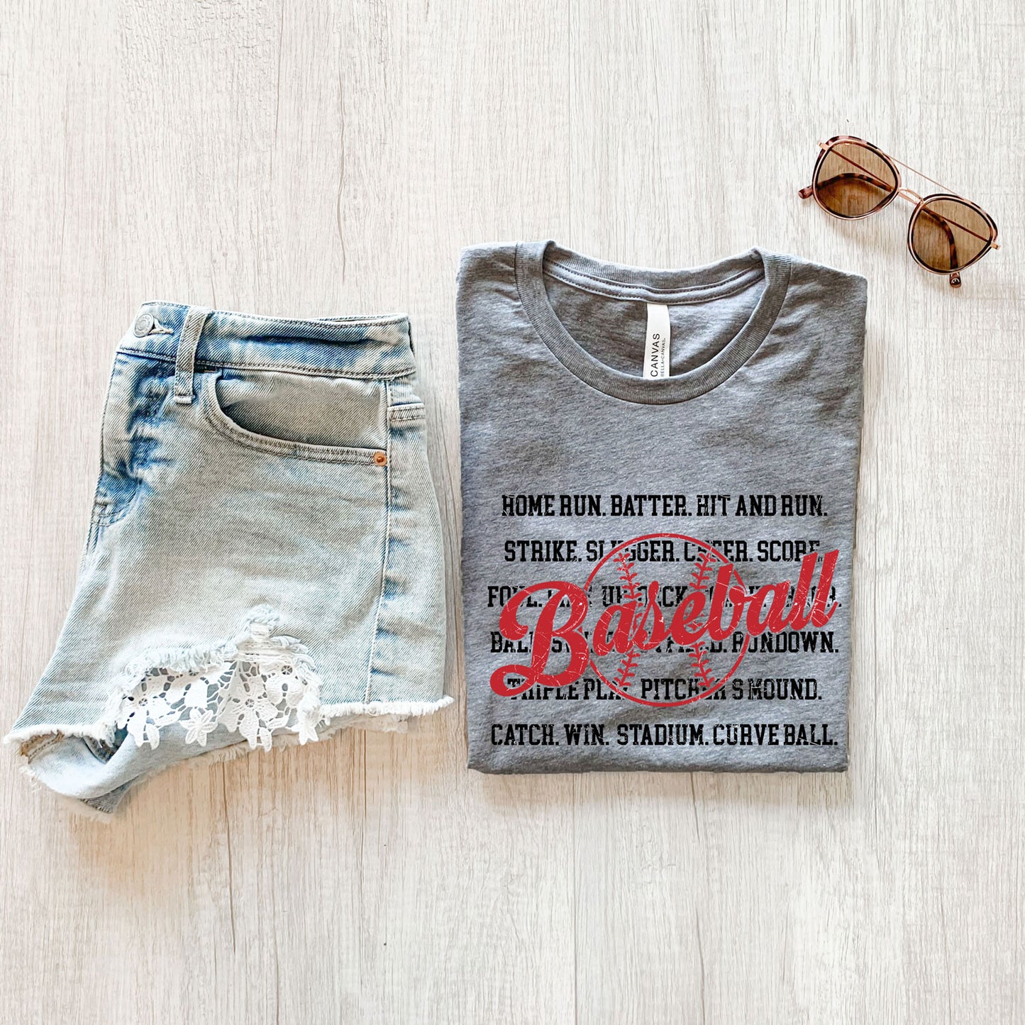 Distressed Baseball Words Tee
