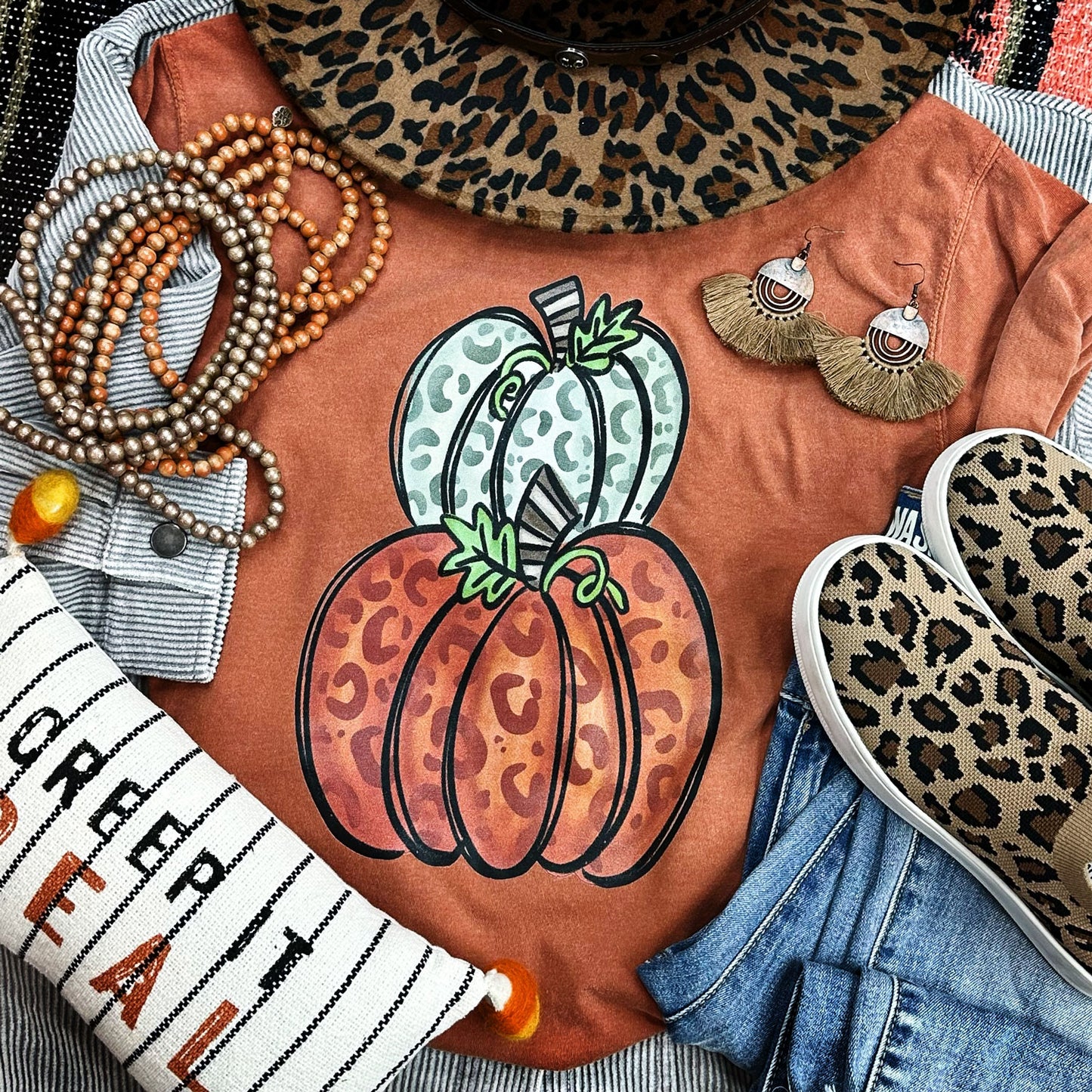 Leopard Stacked Pumpkins