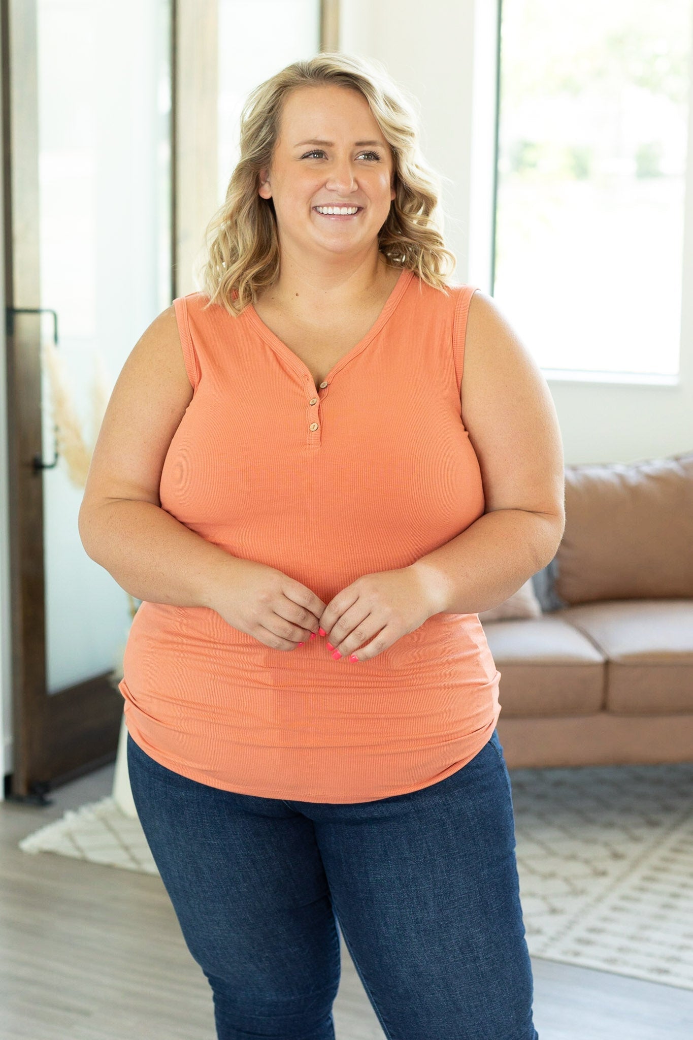 IN STOCK Addison Henley Tank - Light Pumpkin FINAL SALE