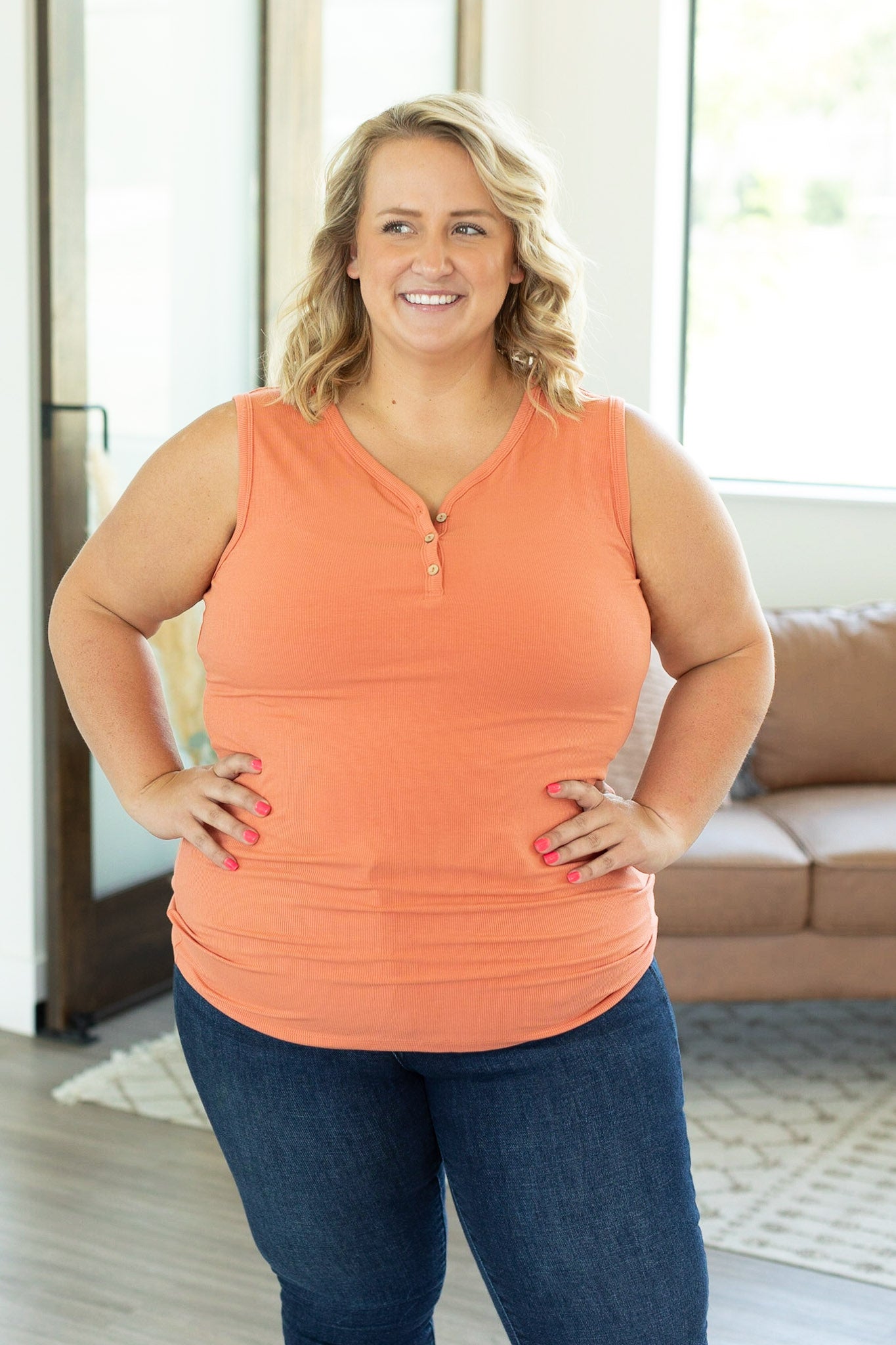 IN STOCK Addison Henley Tank - Light Pumpkin FINAL SALE