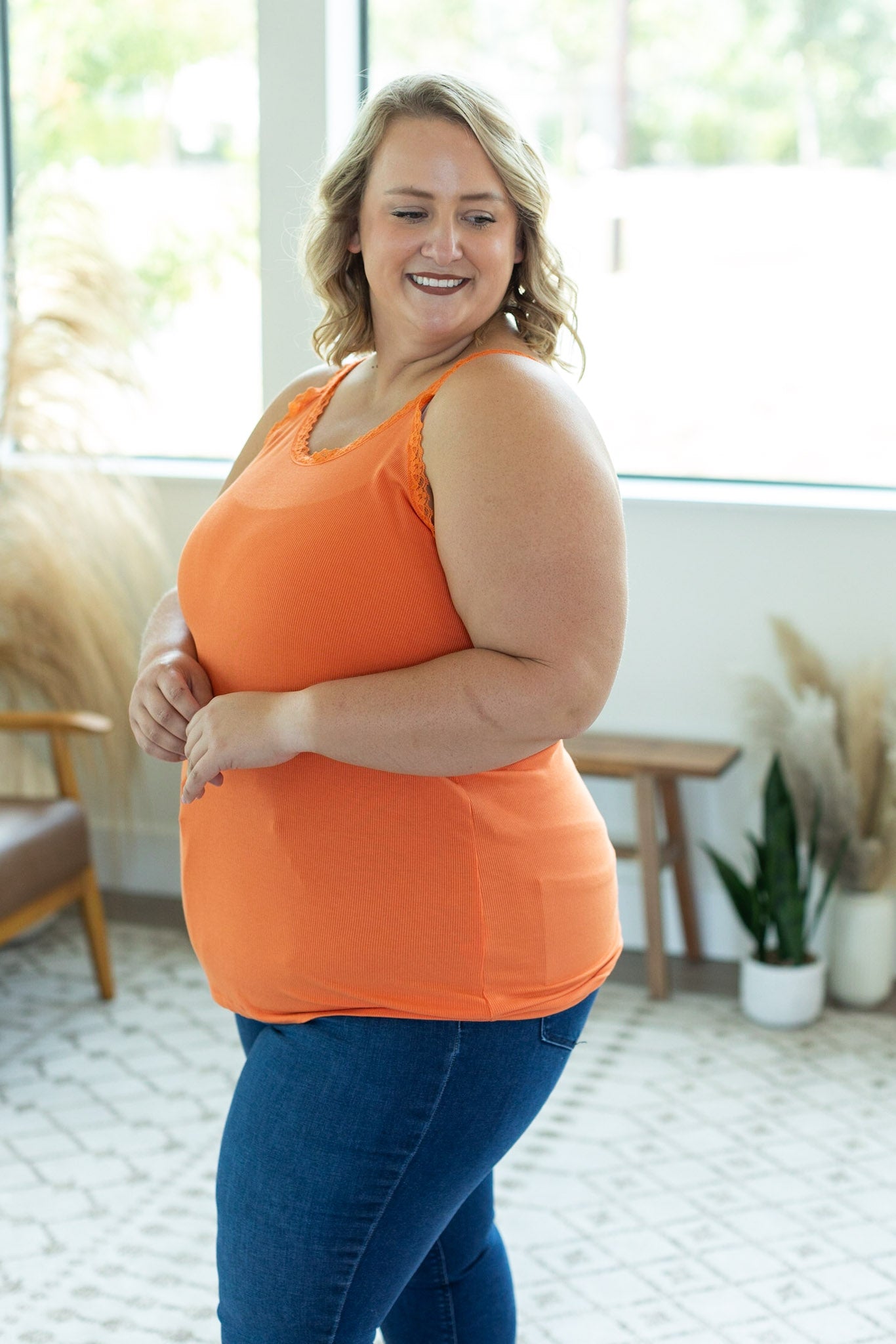 IN STOCK Lexi Lace Tank - Orange FINAL SALE