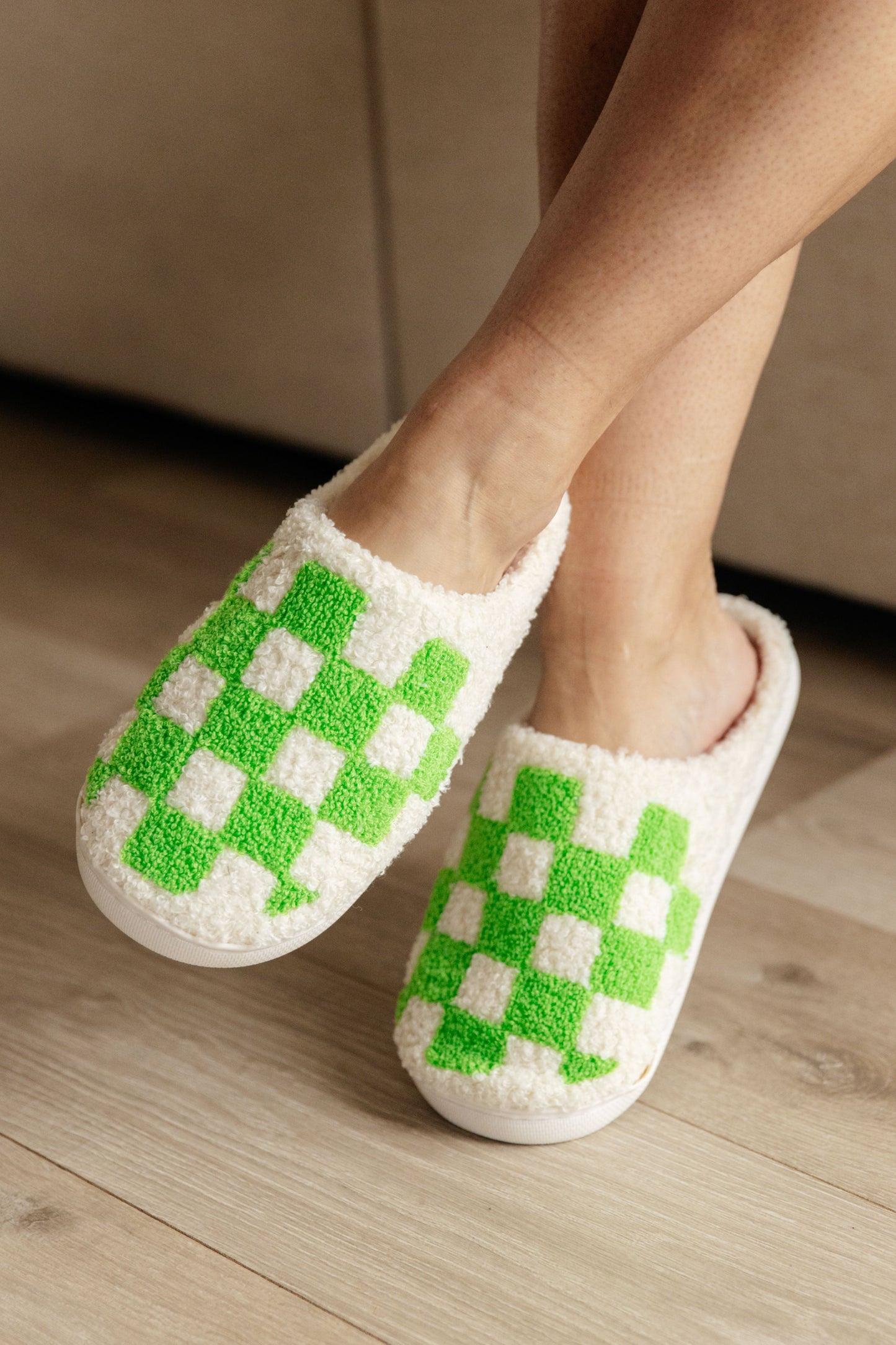 Checked Out Slippers in Green - FamFancy Boutique