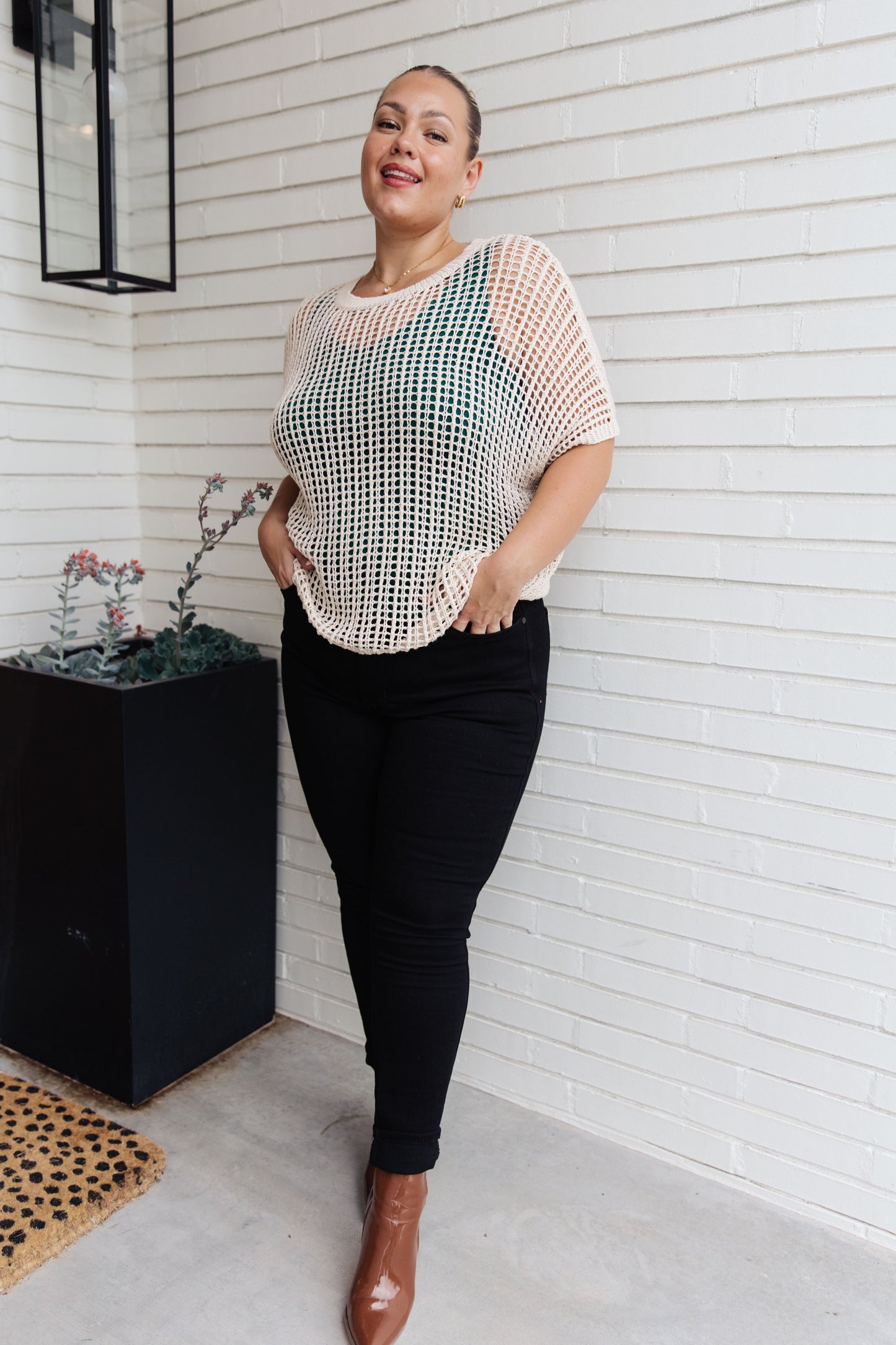 Coastal Dreams Fishnet Top in Cream - FamFancy Boutique