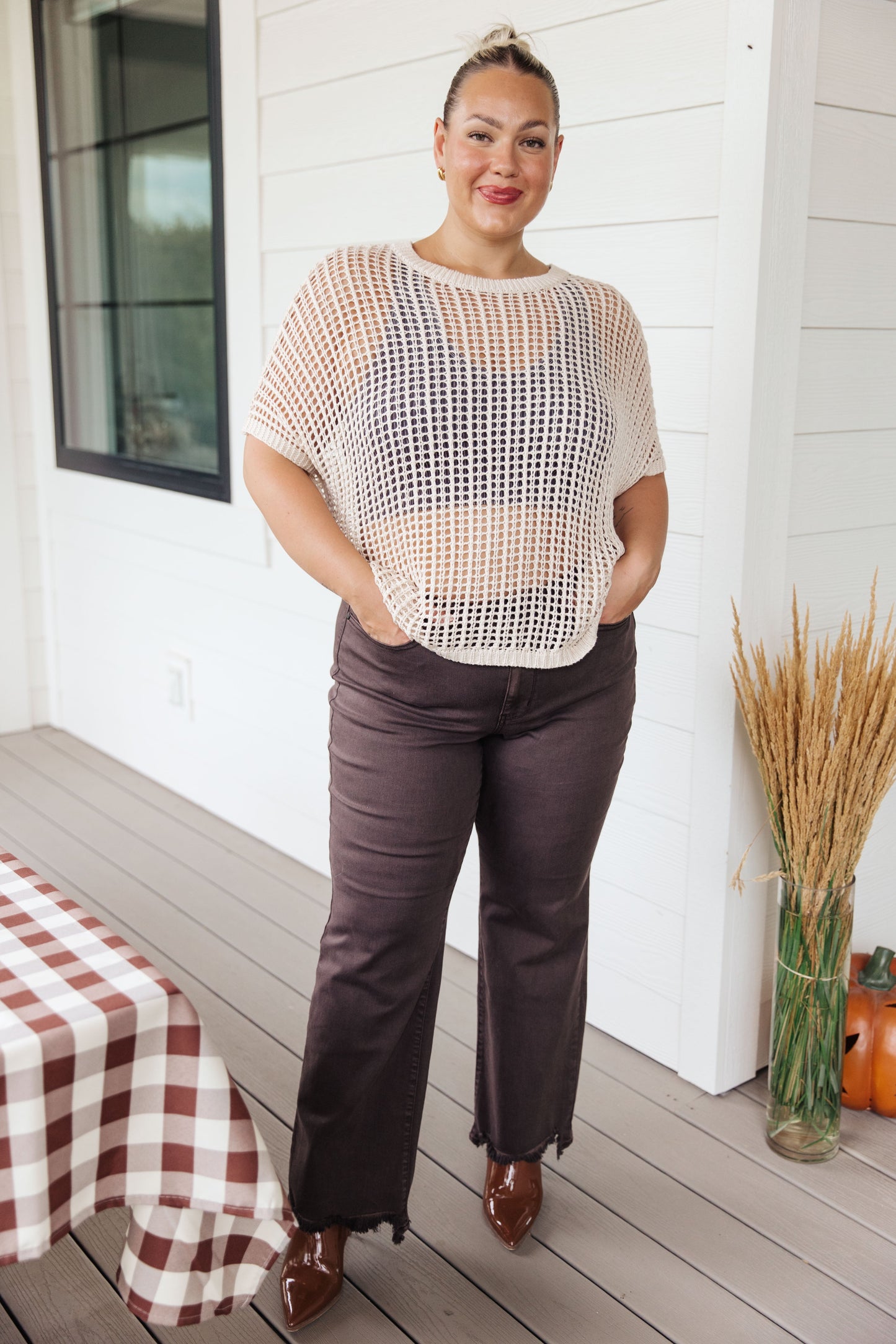 Coastal Dreams Fishnet Top in Cream - FamFancy Boutique