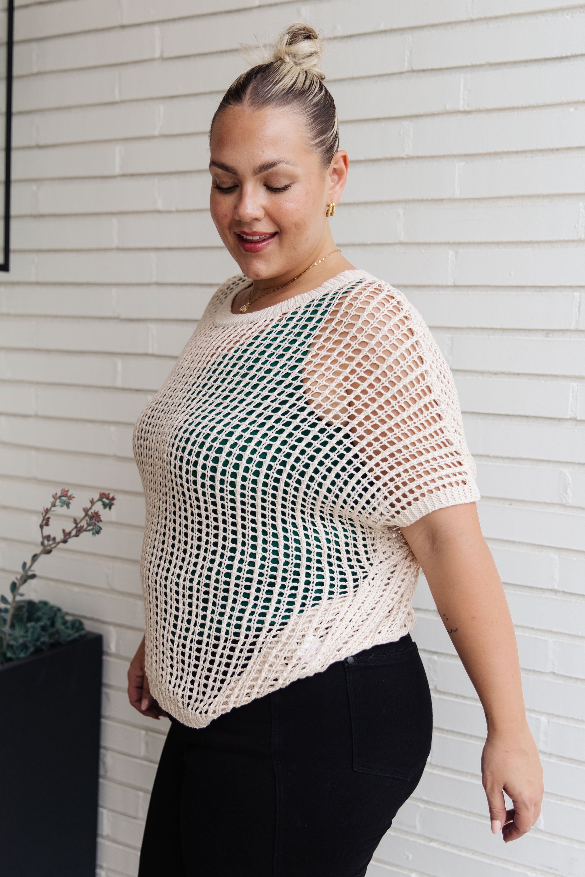 Coastal Dreams Fishnet Top in Cream - FamFancy Boutique