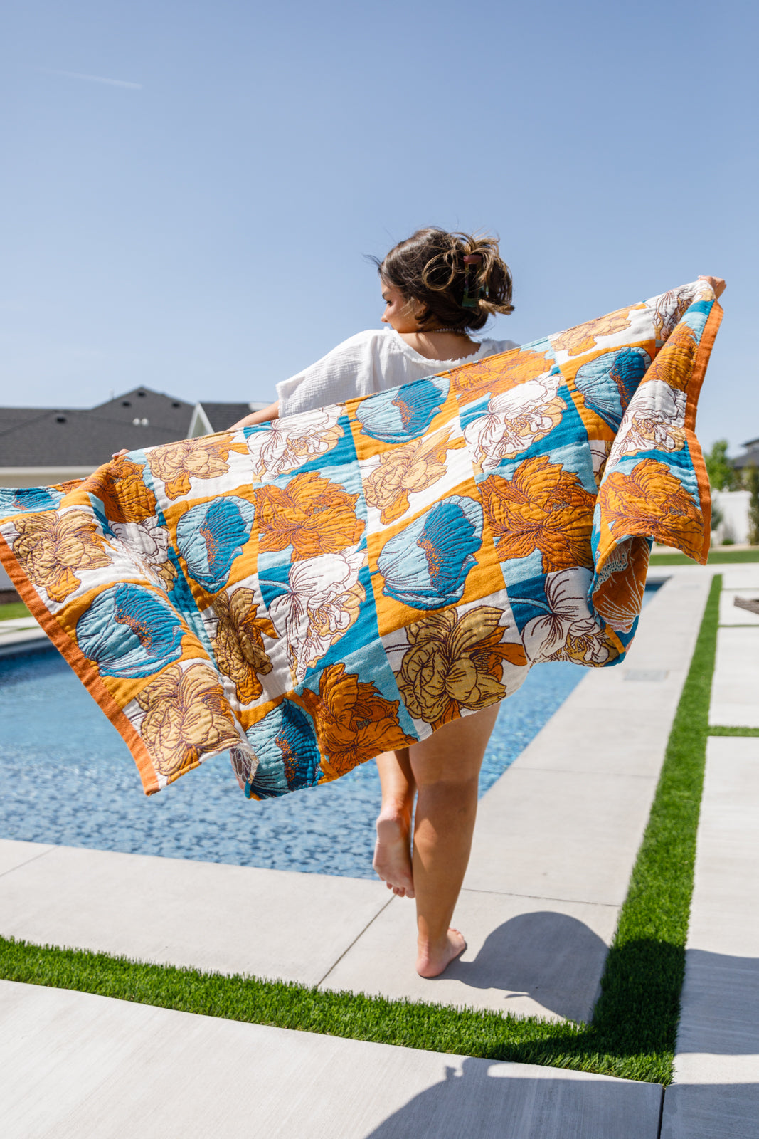 Luxury Beach Towel in Block Floral - FamFancy Boutique