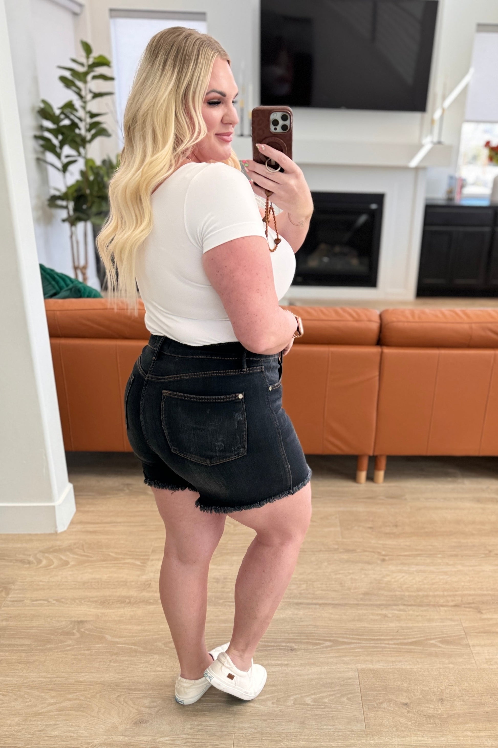 Ember High Rise Control Top Fray Hem Shorts - FamFancy Boutique