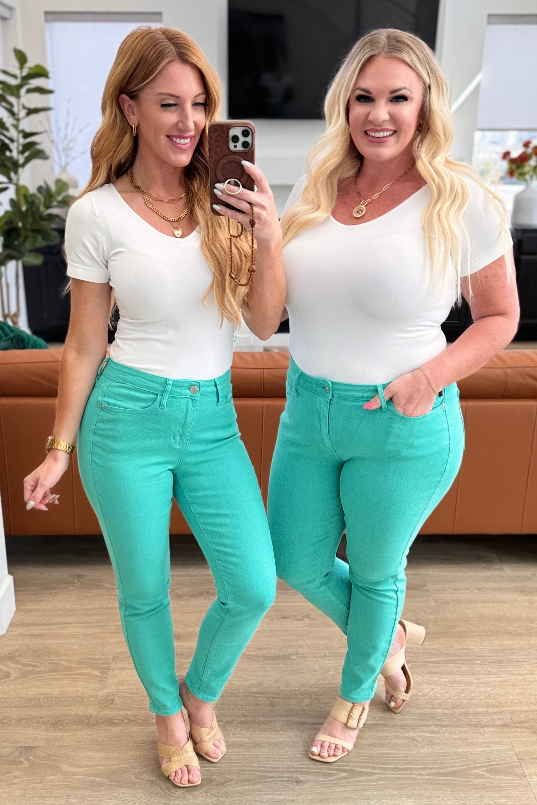 Bridgette High Rise Garment Dyed Slim Jeans in Aquamarine - FamFancy Boutique