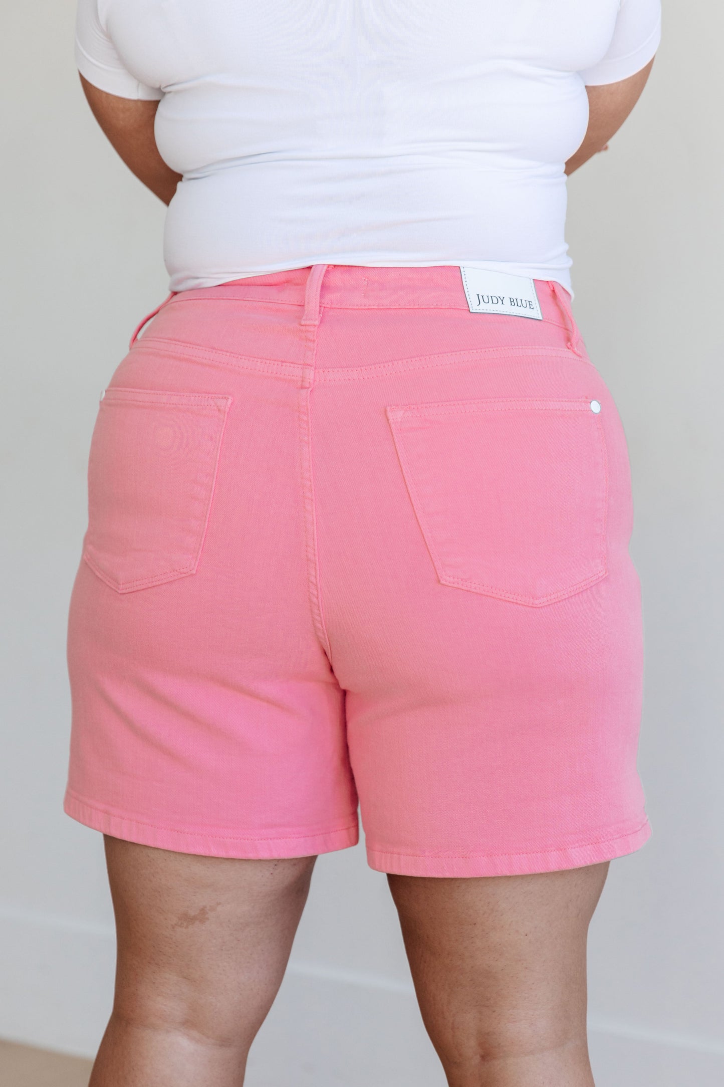 Jenna High Rise Control Top Cuffed Shorts in Pink - FamFancy Boutique