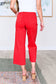 Lisa High Rise Control Top Wide Leg Crop Jeans in Red - FamFancy Boutique