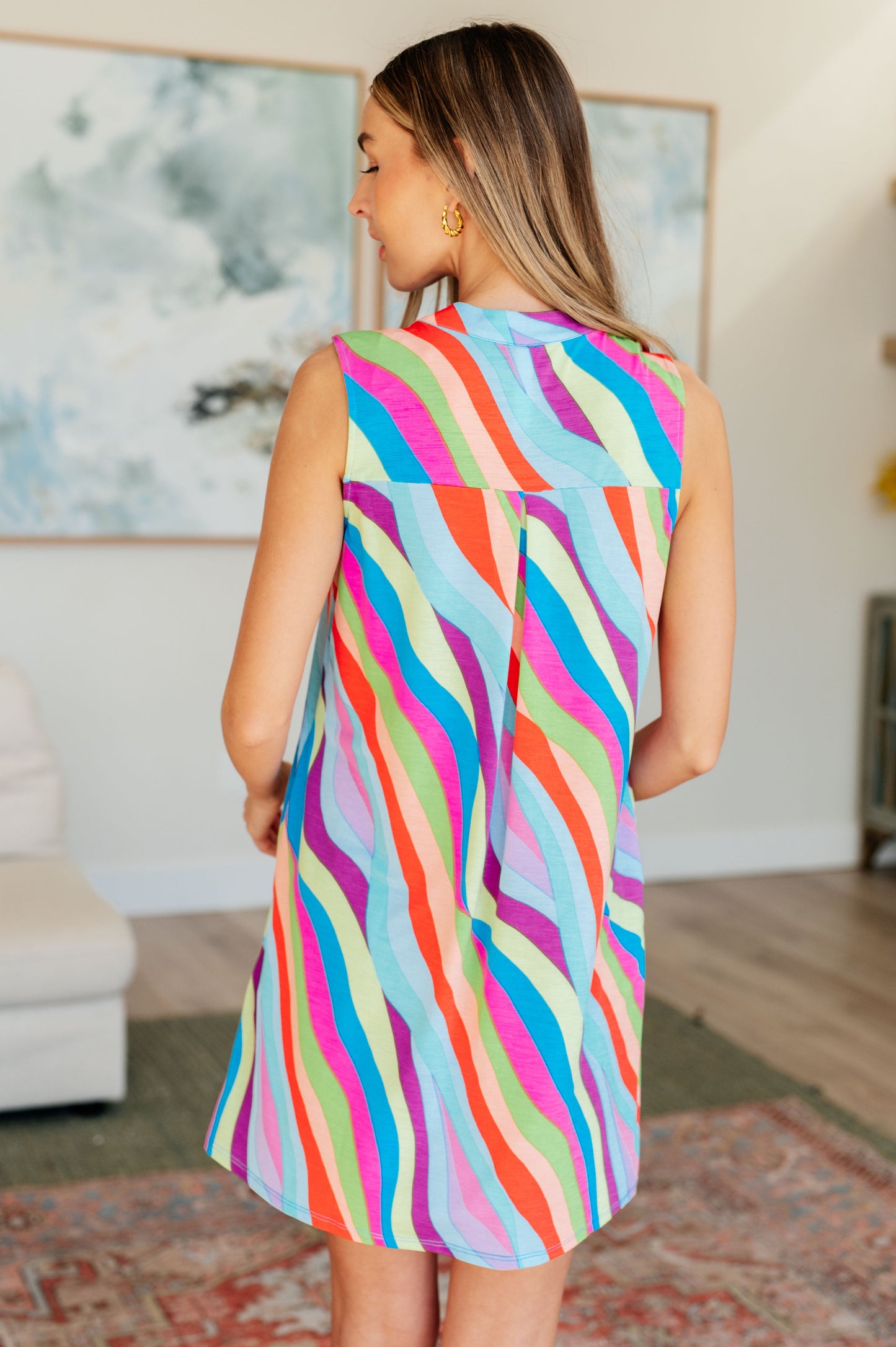 Lizzy Tank Dress in Multi Mod Stripe - FamFancy Boutique