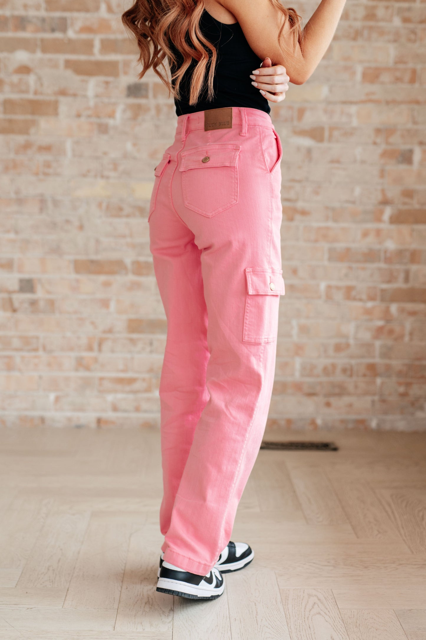 Peggy High Rise Cargo Straight Jeans in Pink - FamFancy Boutique