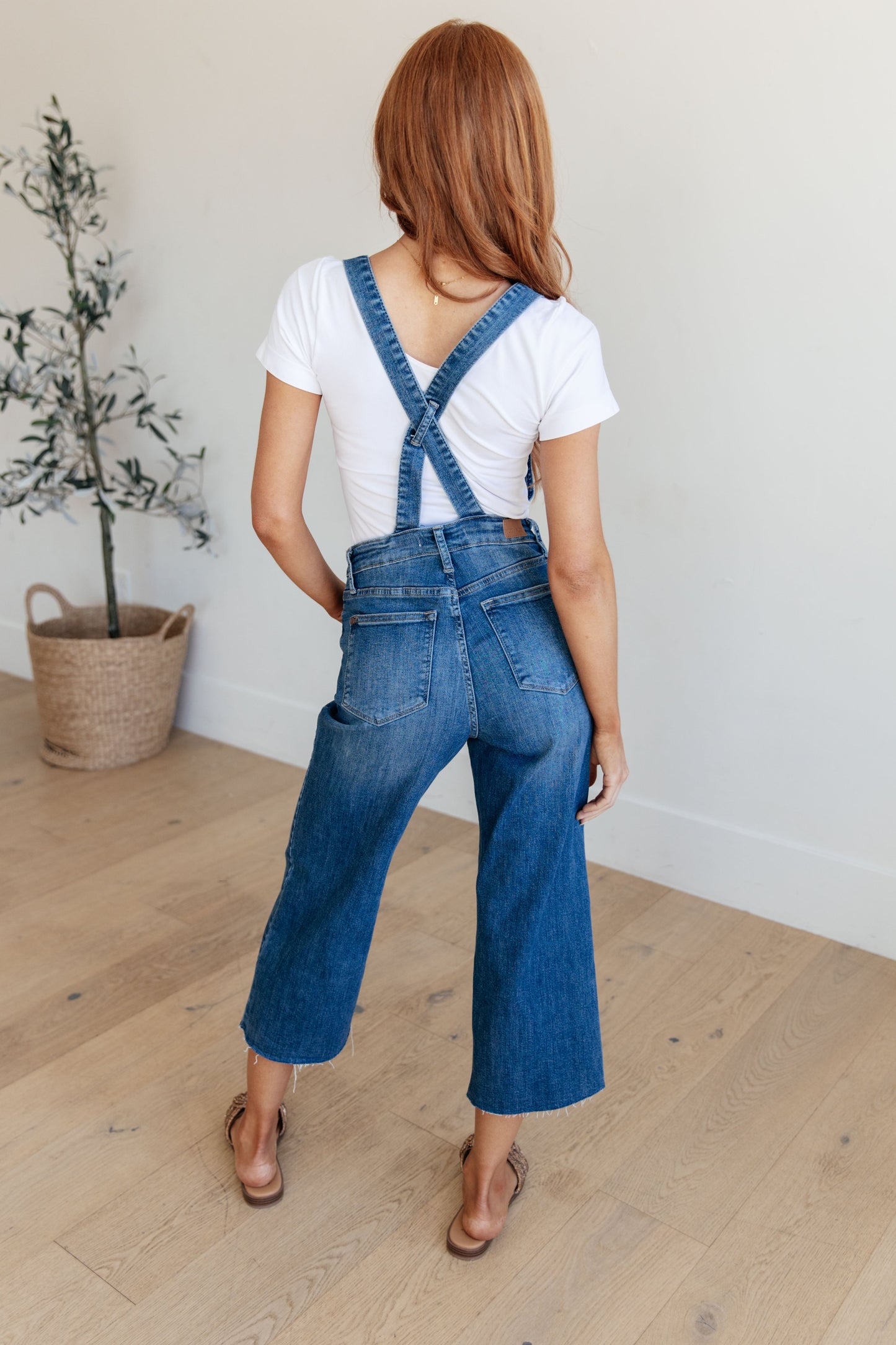 Priscilla High Rise Crop Wide Leg Denim Overalls - FamFancy Boutique