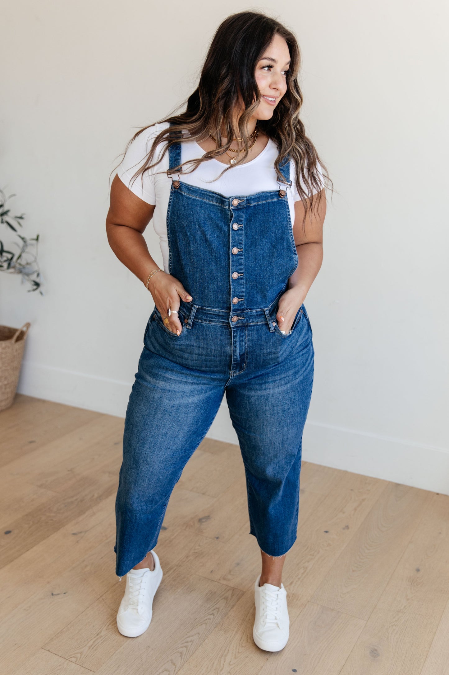 Priscilla High Rise Crop Wide Leg Denim Overalls - FamFancy Boutique