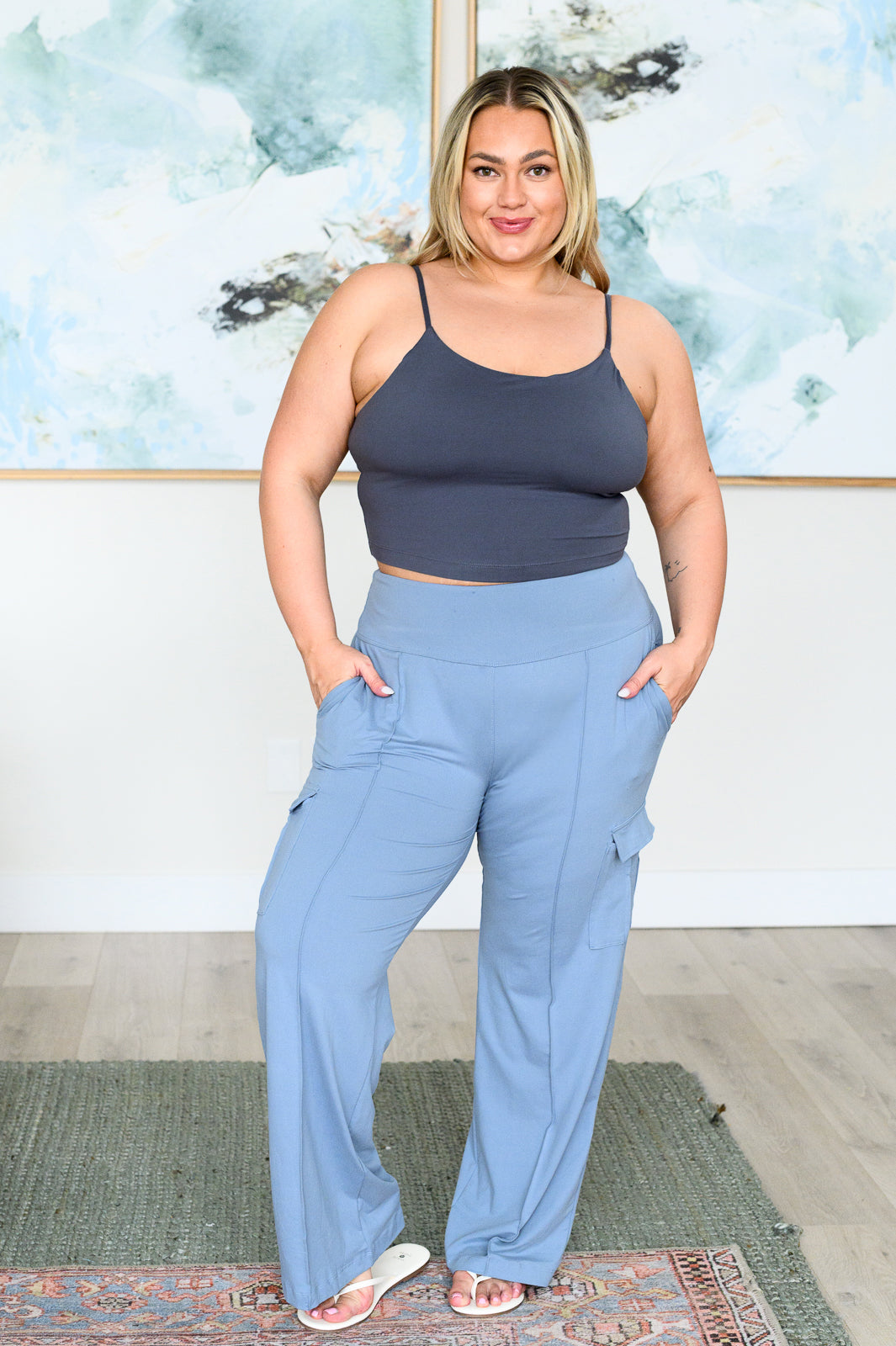 Race to Relax Cargo Pants in Chambray - FamFancy Boutique