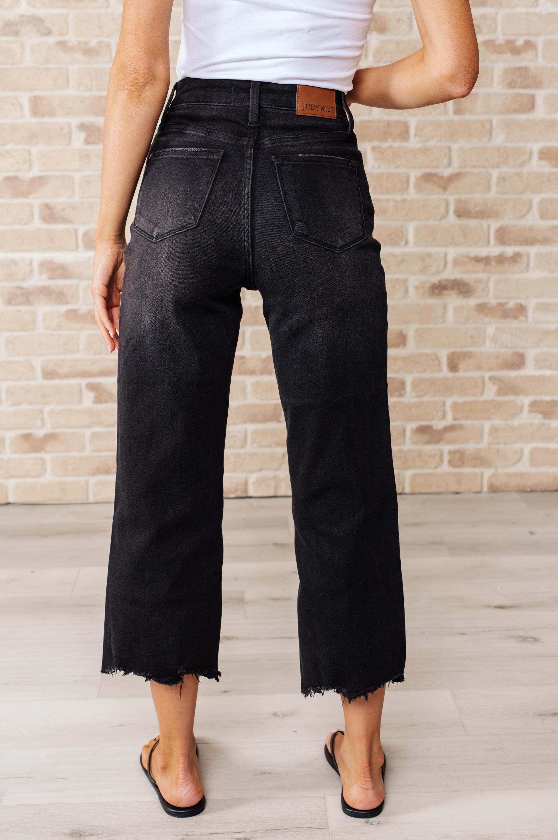 Ryan High Rise Button Fly Wide Leg Crop Jeans - FamFancy Boutique
