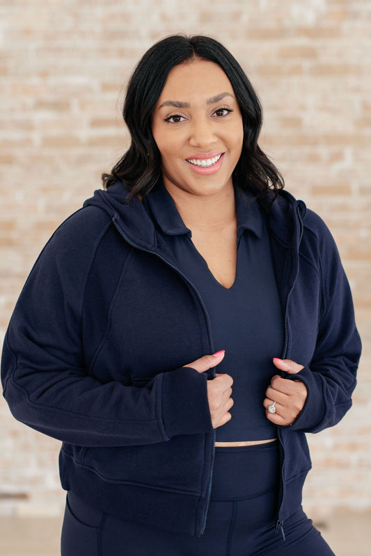 Sun or Shade Zip Up Jacket in Navy - FamFancy Boutique