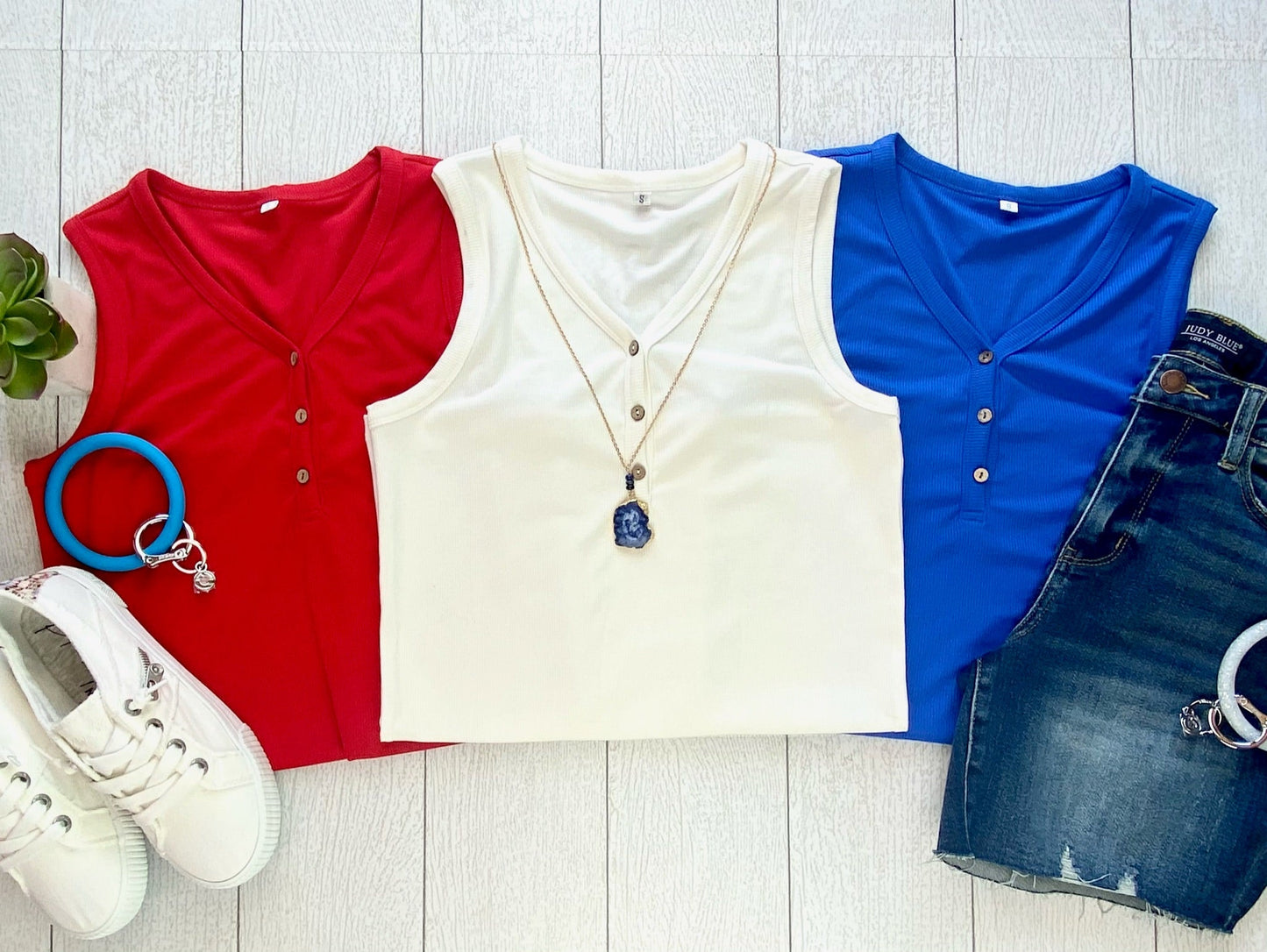 IN STOCK Addison Henley Tank - Blue FINAL SALE