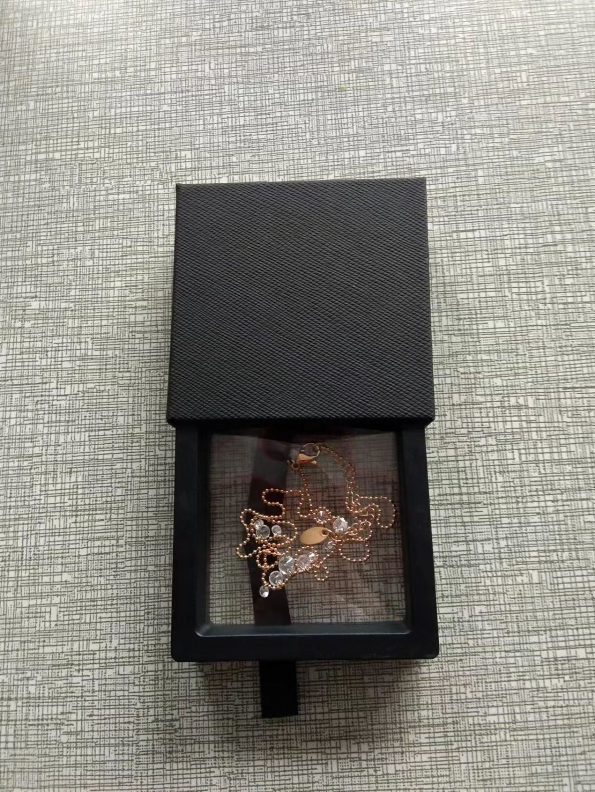 New Colors - Stainless Steel 18K Gold Plated Zirconia Charm Necklace (With Box)