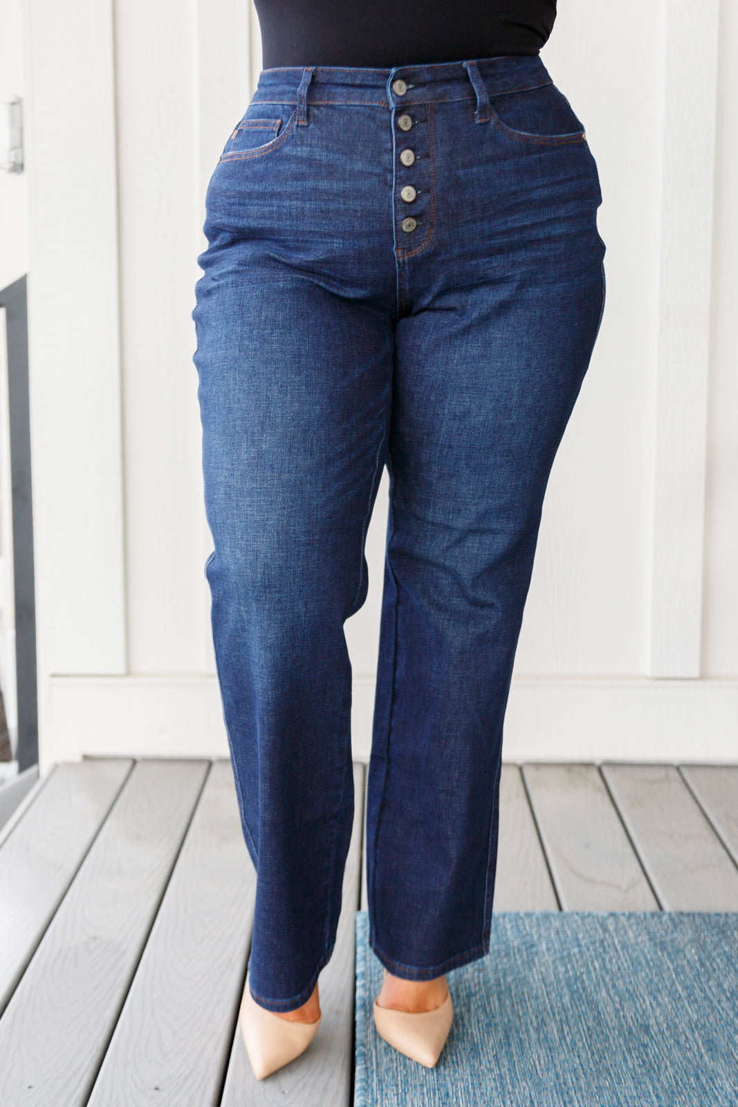 Arlo High Rise Button-Fly Straight Jeans - FamFancy Boutique