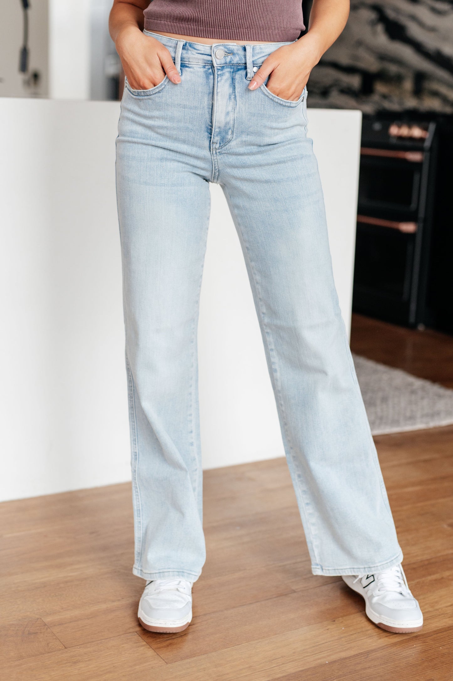 Brooke High Rise Control Top Vintage Wash Straight Jeans - FamFancy Boutique