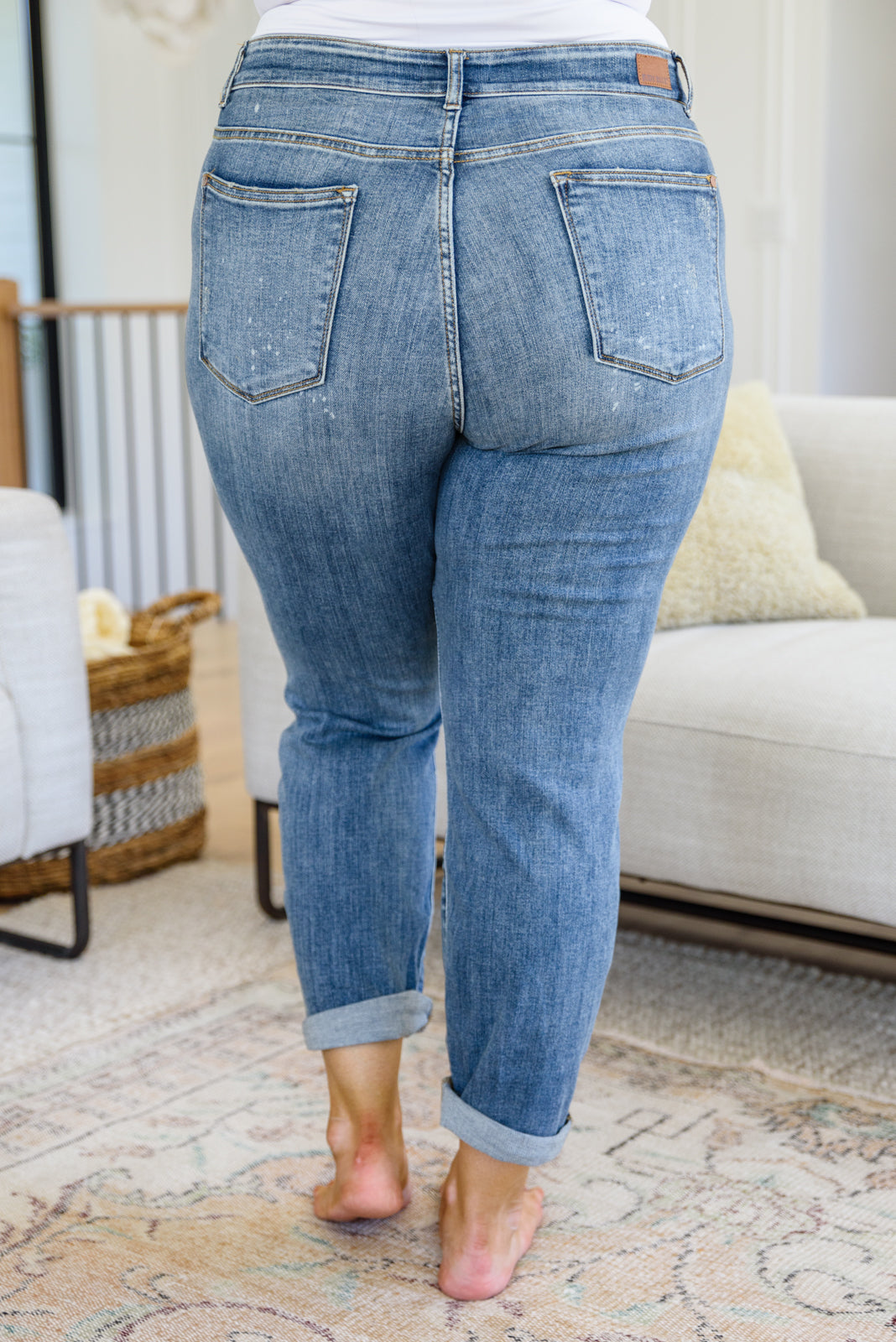 Corey Hi Rise Bleach Splash Boyfriend Jeans - FamFancy Boutique