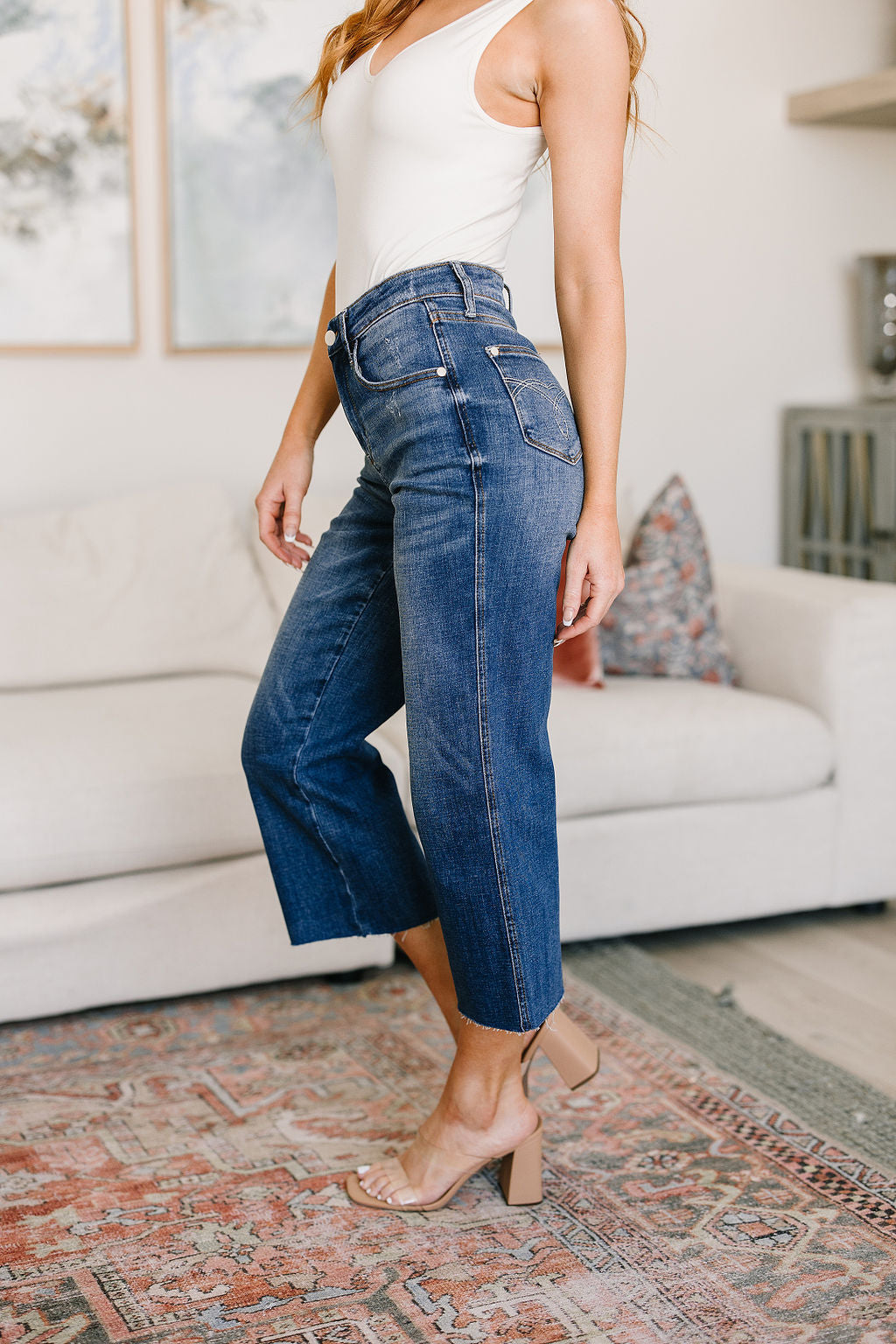 Hayes High Rise Wide Leg Crop Jeans - FamFancy Boutique