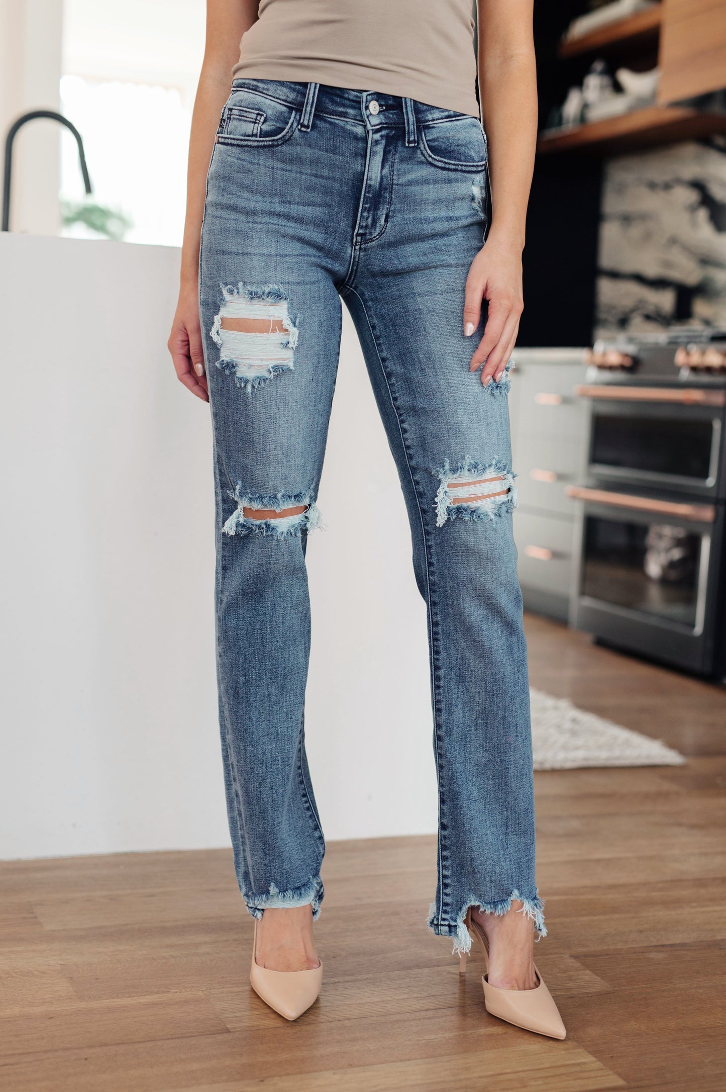 O'Hara Destroyed Straight Jeans - FamFancy Boutique