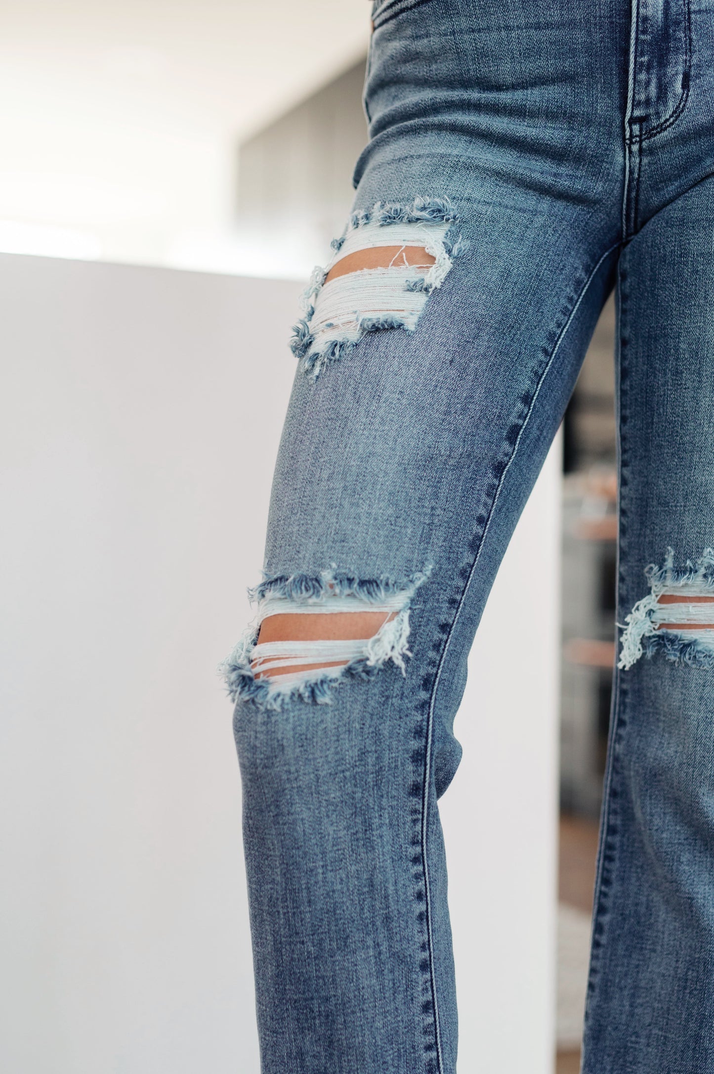 O'Hara Destroyed Straight Jeans - FamFancy Boutique