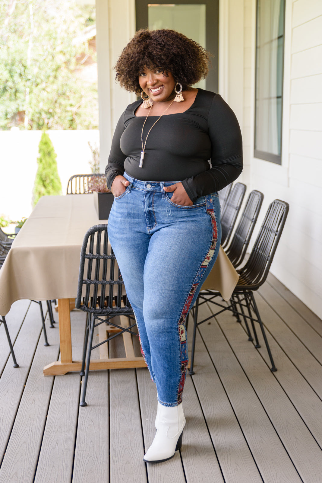 Rio Western Print Relaxed Jeans - FamFancy Boutique