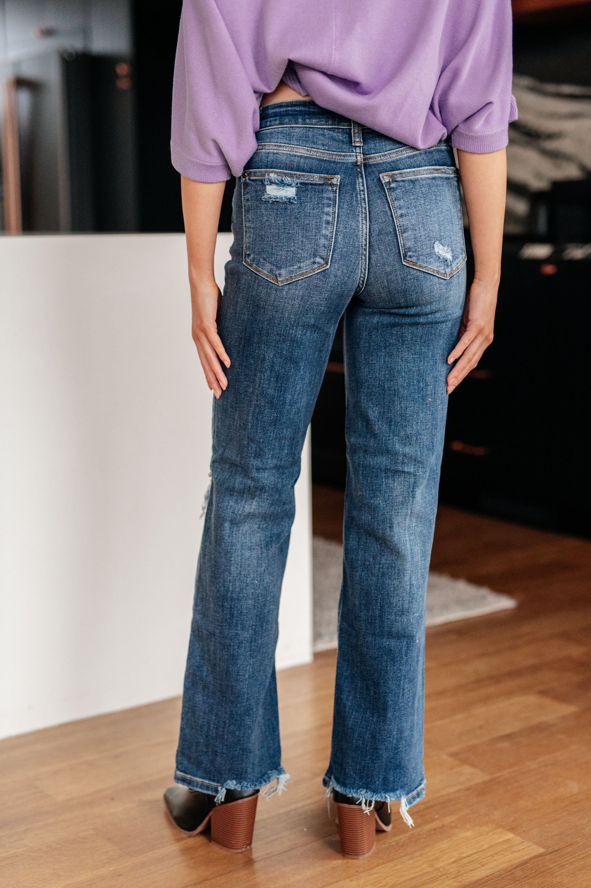 Rose High Rise 90's Straight Jeans in Dark Wash - FamFancy Boutique