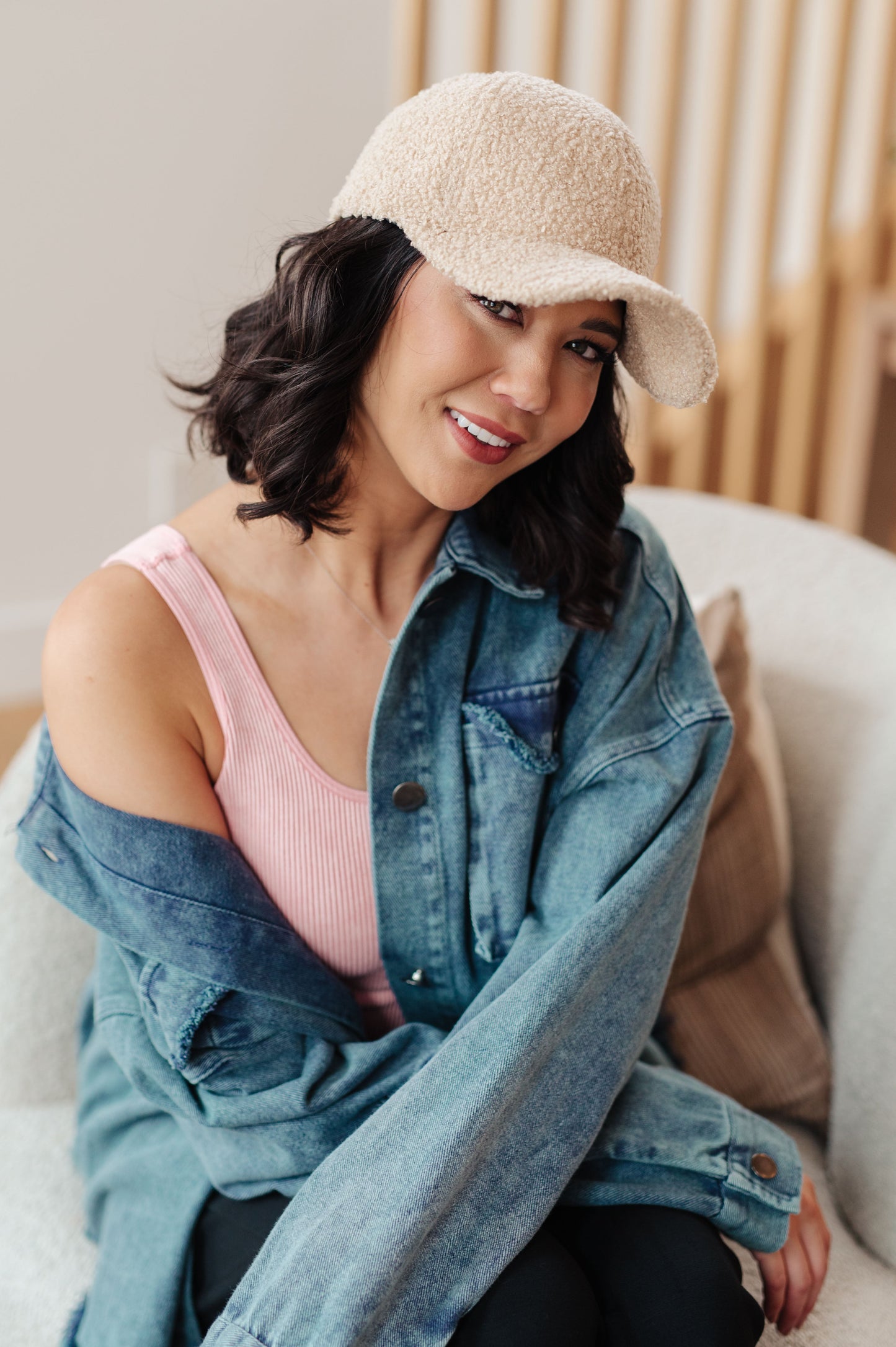 Lyla Sherpa Ball Cap in Khaki - FamFancy Boutique