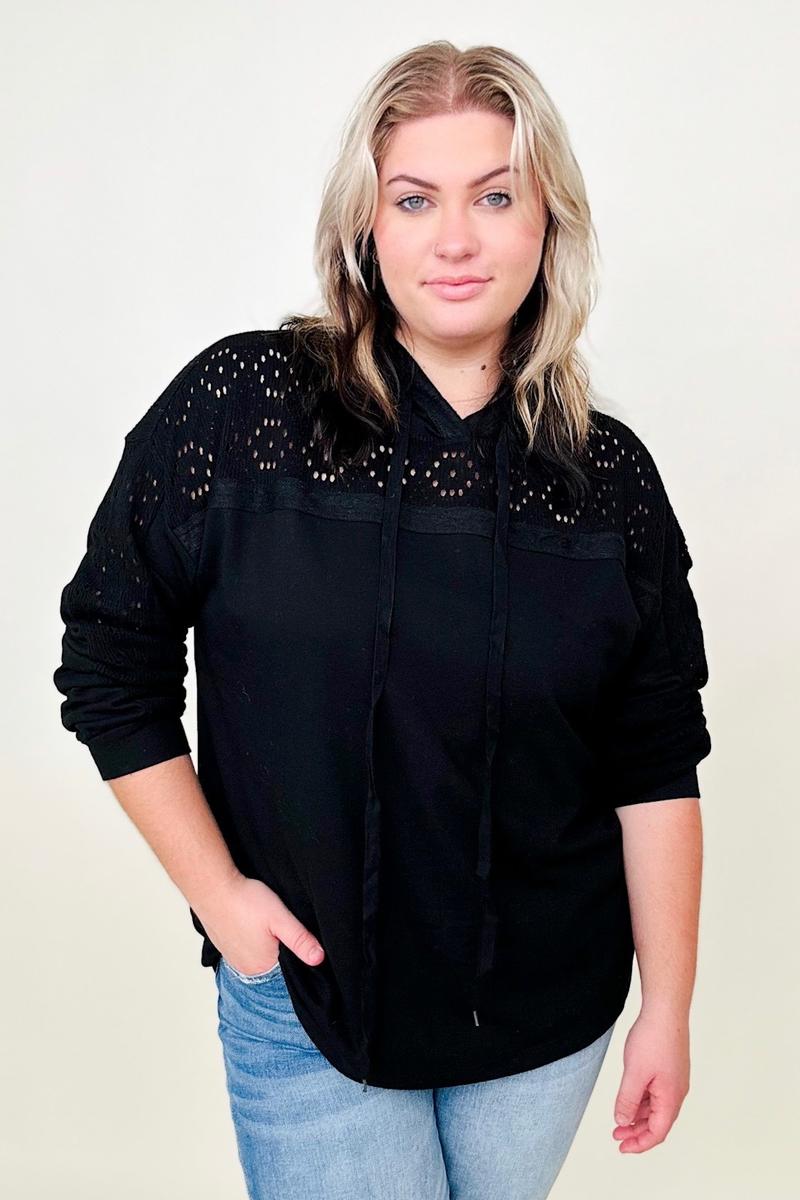 Cotton Bleu French Terry Top W / Lace Contrast