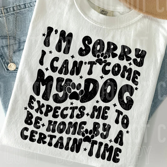Sorry Can’t Come - Dog Expects Me - FamFancy Boutique