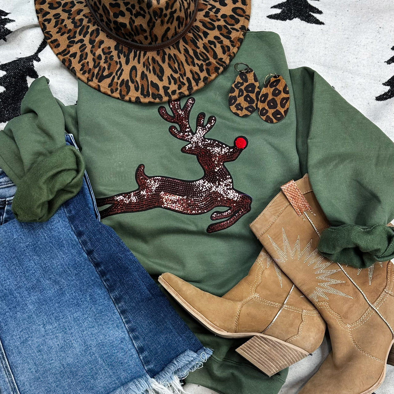 Sequin Reindeer Sweatshirt