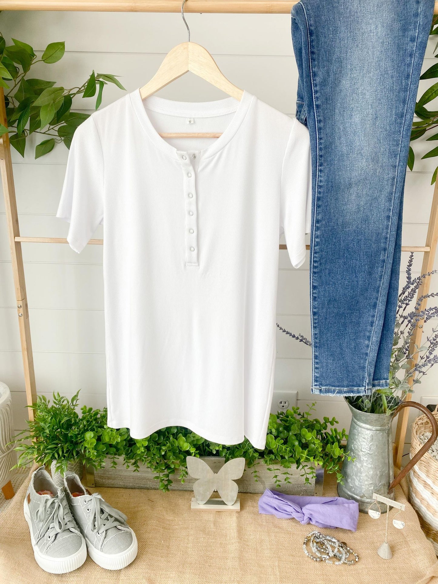 IN STOCK Brinley Button Top - White FINAL SALE