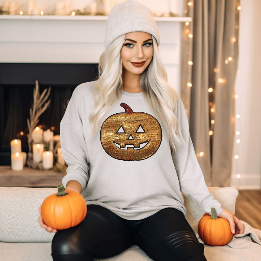 Sequins Pumpkin Patch crewneck sweatshirt
