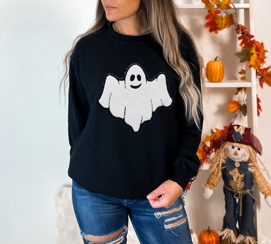Ghost & Black Glitter Chenille sweatshirt