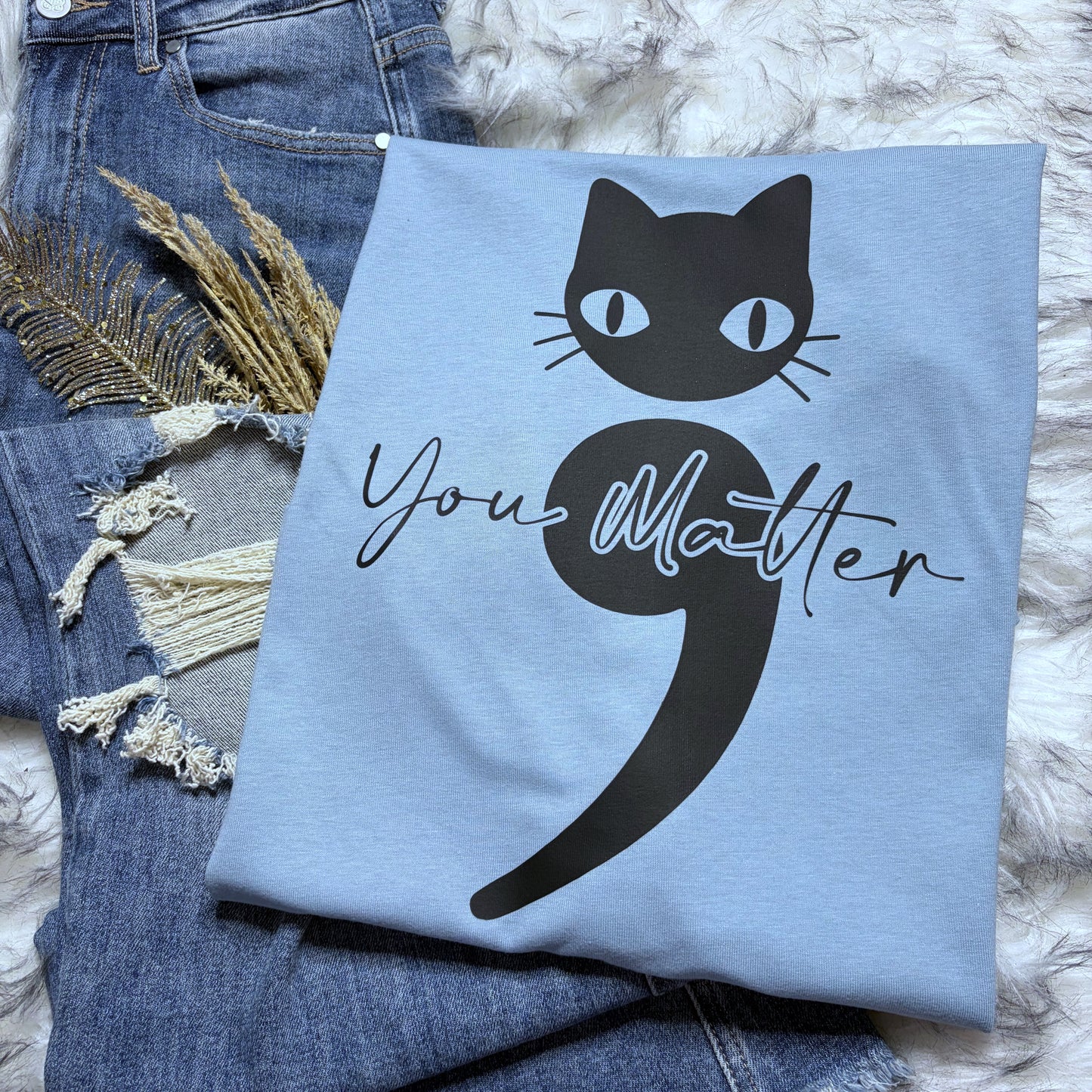 You Matter Cat Tee – Vintage Denim
