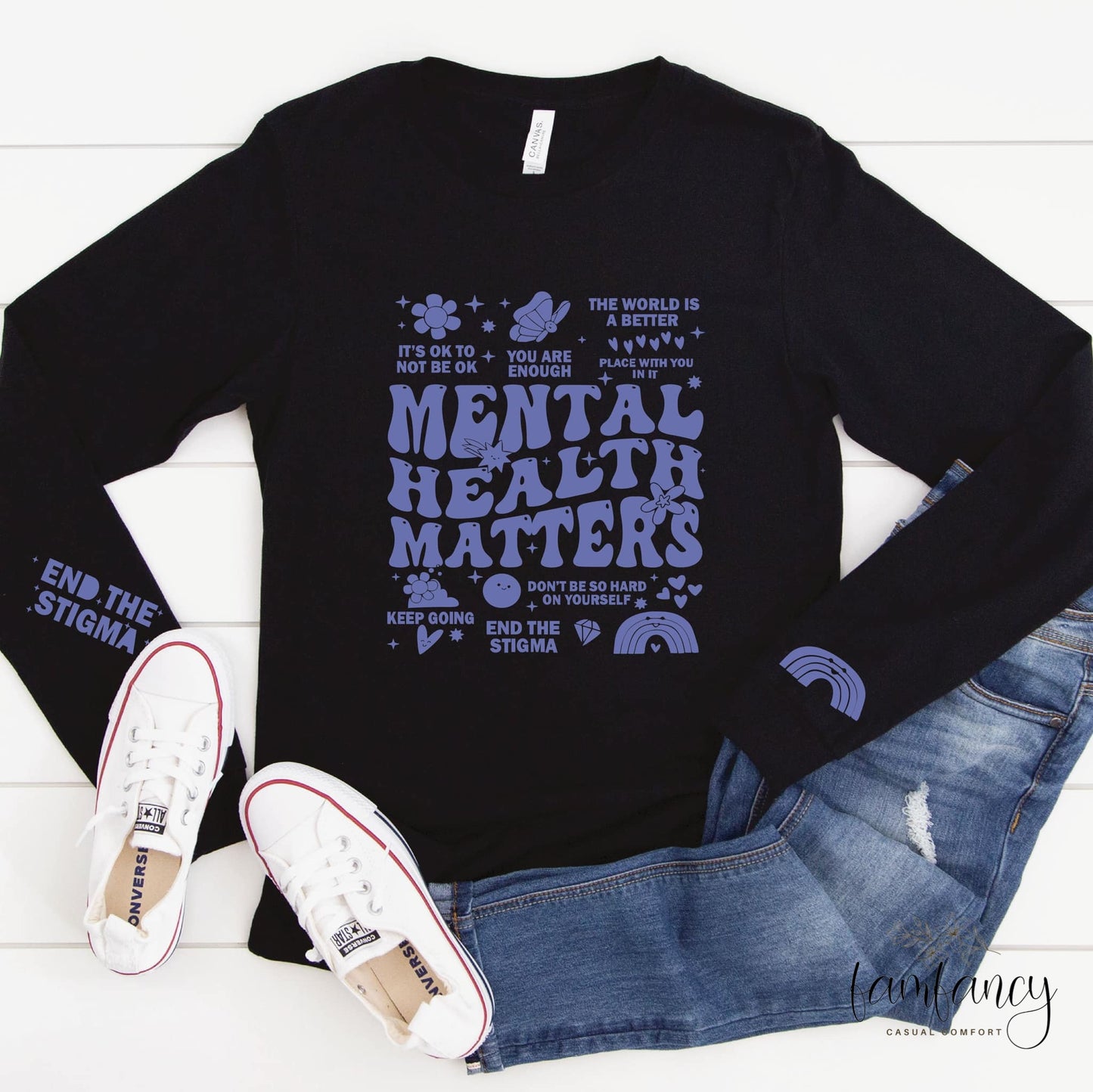 Mental Health Matters Collage With Sleeve Accents - FamFancy Boutique
