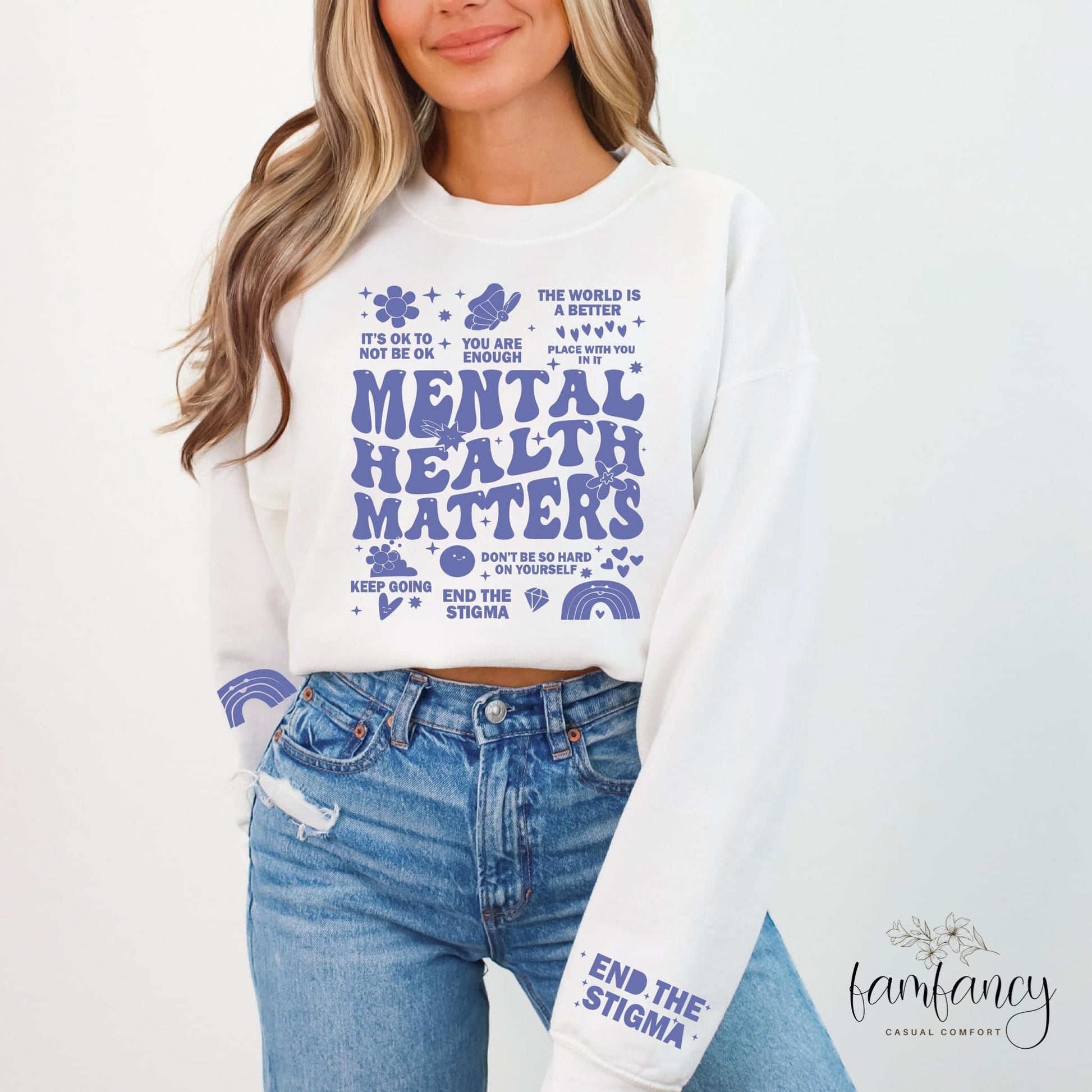 Mental Health Matters Collage With Sleeve Accents - FamFancy Boutique