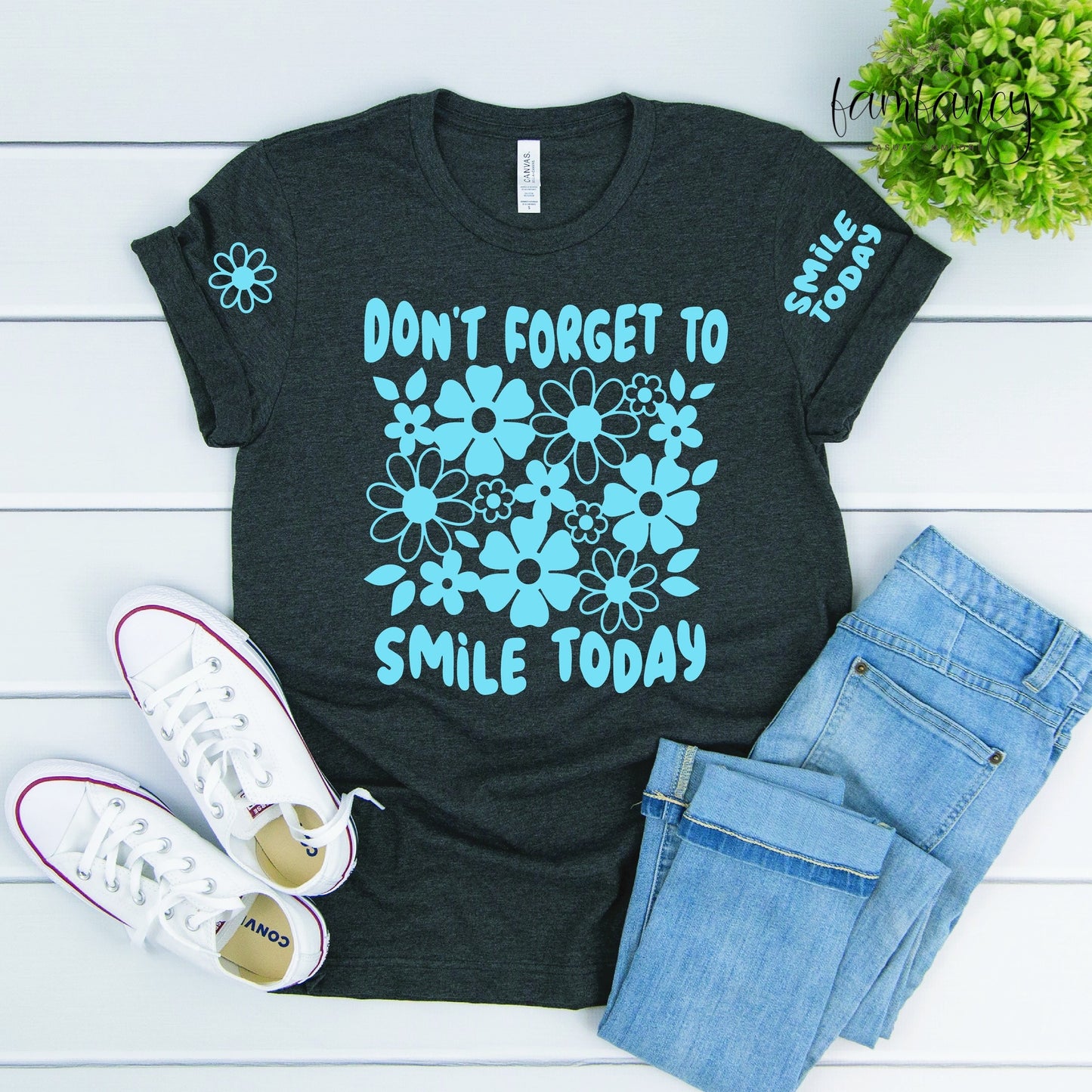 Smile Today With Sleeve Accents - FamFancy Boutique