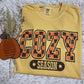 Orange and Brown Checkered Cozy Season graphic tee