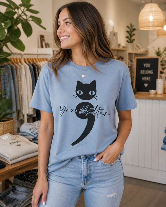 You Matter Cat Tee – Vintage Denim