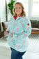 IN STOCK Classic Halfzip Hoodie - Mint Floral with Pink Accents