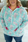 IN STOCK Classic Halfzip Hoodie - Mint Floral with Pink Accents