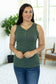 IN STOCK Addison Henley Tank - Evergreen w/ White Stripes FINAL SALE
