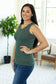 IN STOCK Addison Henley Tank - Evergreen w/ White Stripes FINAL SALE